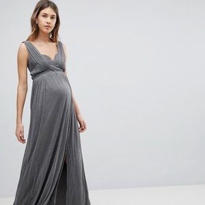 Silver maternity evening dress